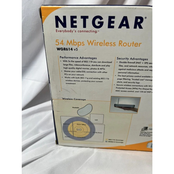 Netgear WGR614 V5 54 Mbps 4-Port Wireless Router Works‎ With Everything Included - Picture 4 of 16